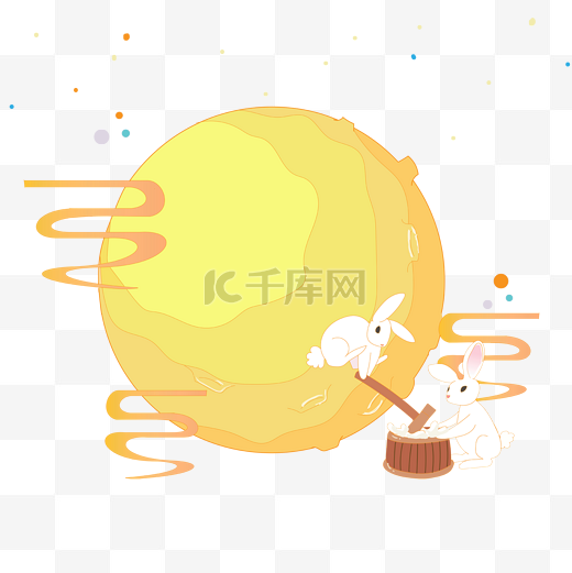 中秋节中秋快乐月亮玉兔海报元素图片