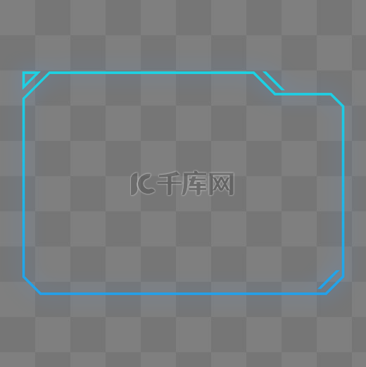 蓝绿渐变色科技感外发光几何方形方形边框图片