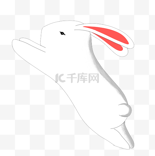 兔子玉兔纯白卡通手绘可爱跳跃免抠图片