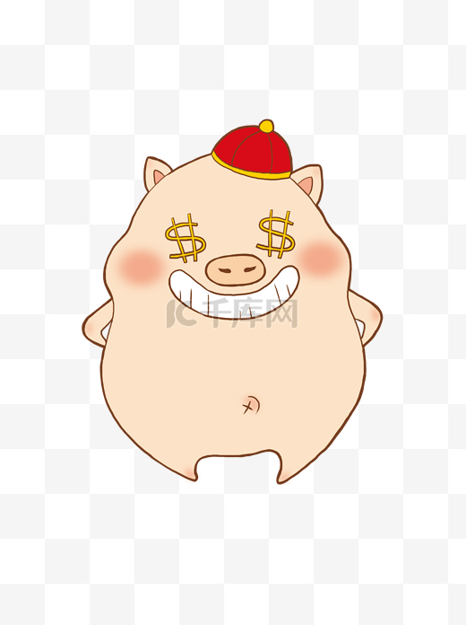 粉红色卡通地主帽猪年动物猪图片