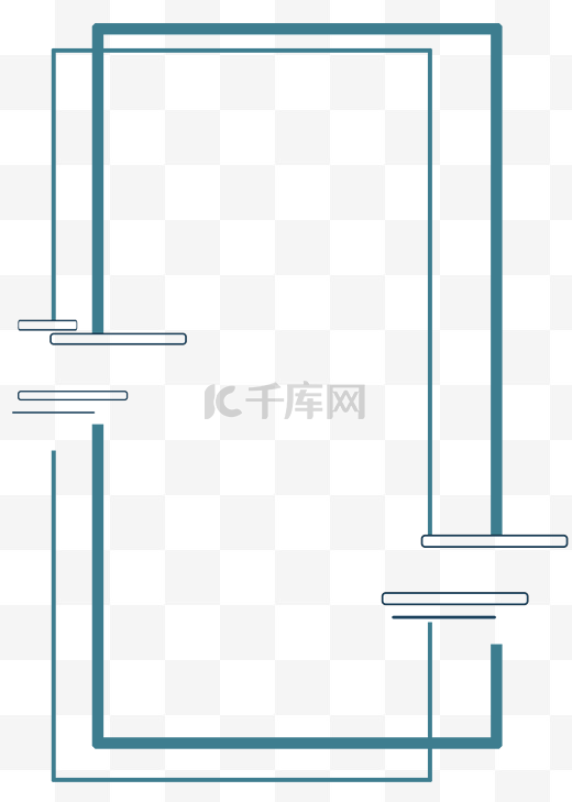 蓝色手绘边角框设计图片