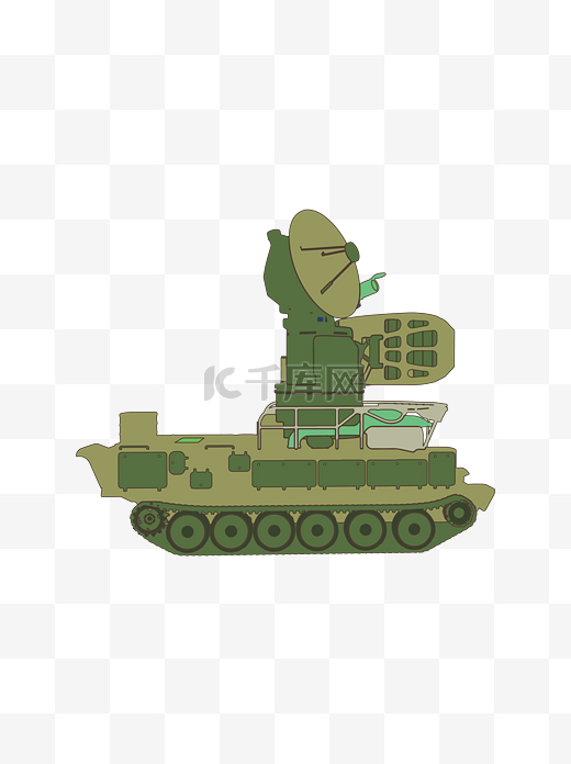 简约扁平卡通建军节陆军战争战车装甲车元素图片