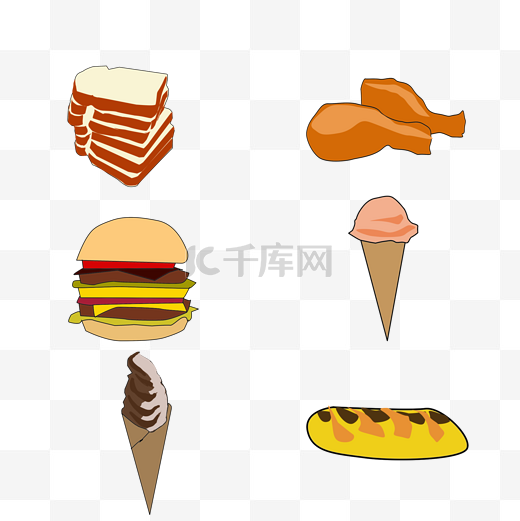 夏天快餐汉堡系列矢量图图片