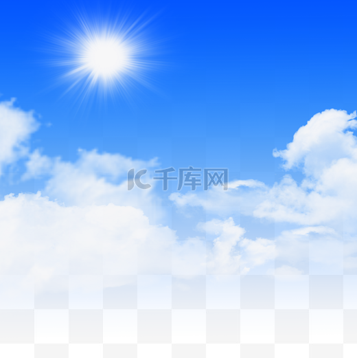 蓝天白云太阳元素天空图片