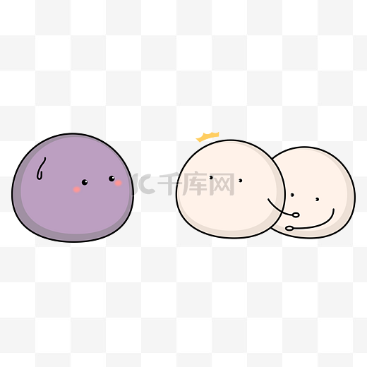 手绘紫薯汤圆插画图片