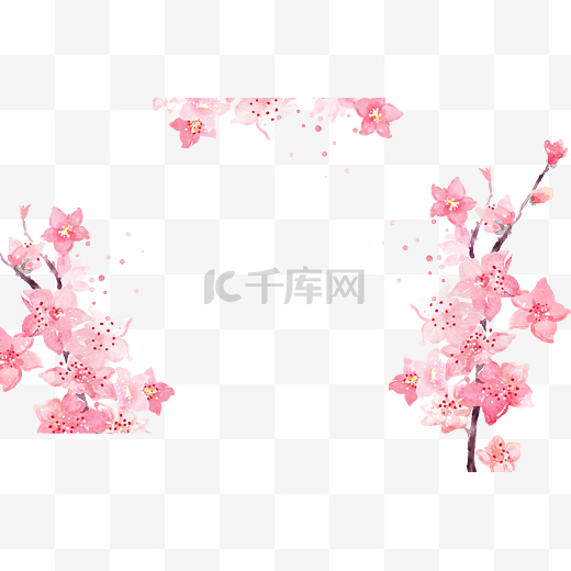 手绘粉色桃花花瓣元素素材图片