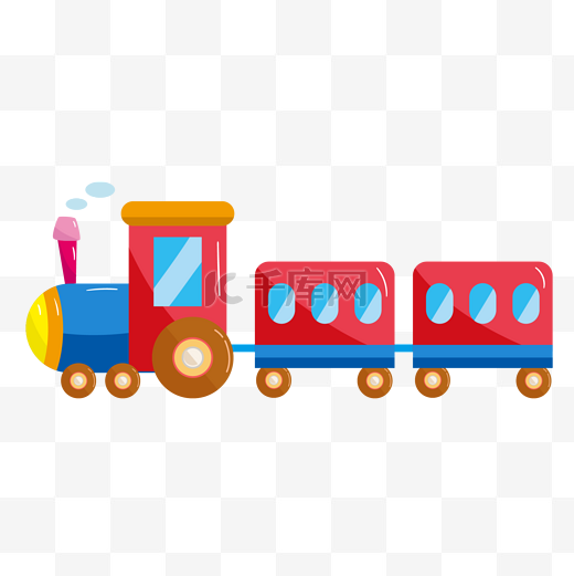 手绘玩具火车插画图片