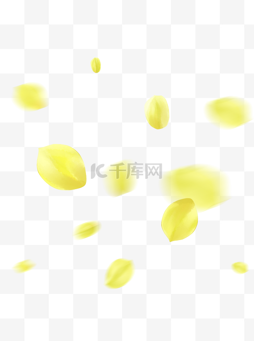 漂落的黄色小花瓣手绘黄色花瓣漂浮素材图片