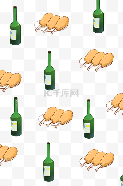 炸鸡啤酒底纹插画图片