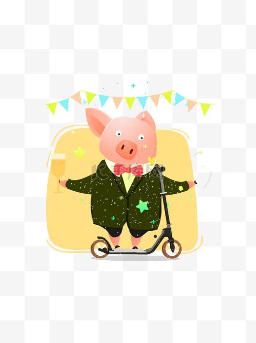 猪年动物猪形象手绘小清新可爱图片