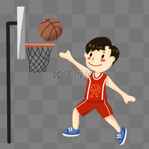 可爱卡通Q版篮球比赛灌篮图片