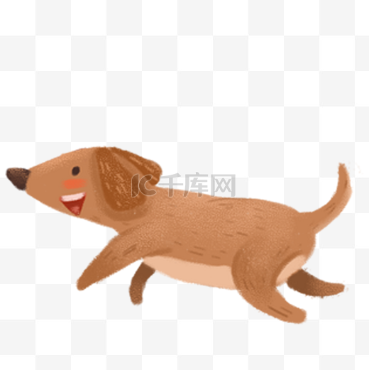 奔跑的棕色卡通小狗图片