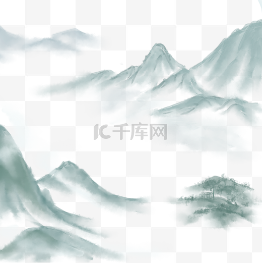 中国风山水水墨高山峻岭图片
