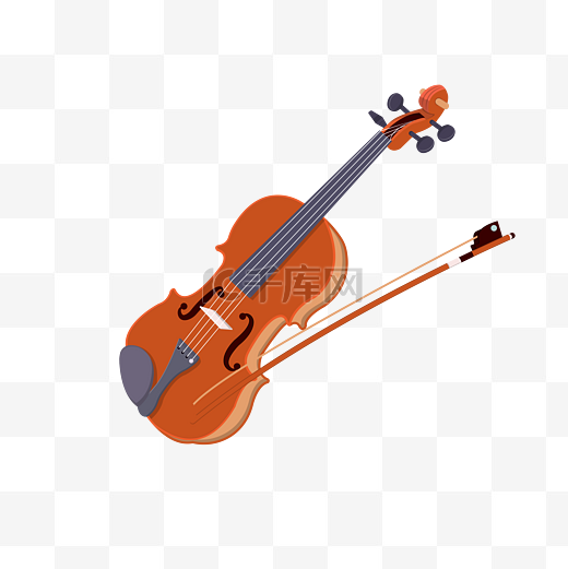 手绘矢量扁平乐器小提琴图片