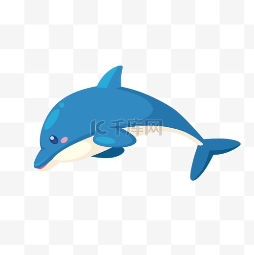 可爱的蓝色海豚插画图片