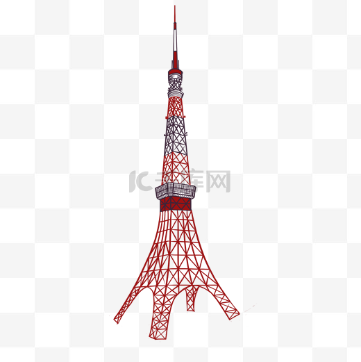 红色的日本东京塔建筑图片
