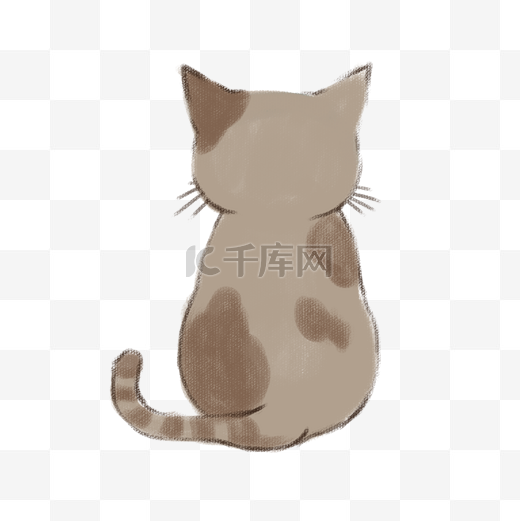 猫咪背影手绘插画图片