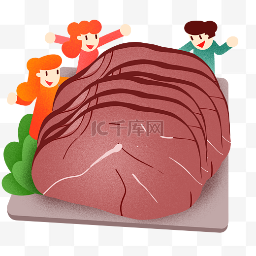 年夜饭酱牛肉插画图片