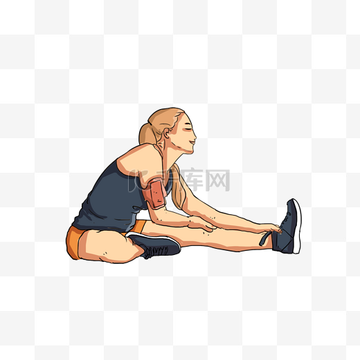 运动锻炼坐着拉伸的女孩子图片
