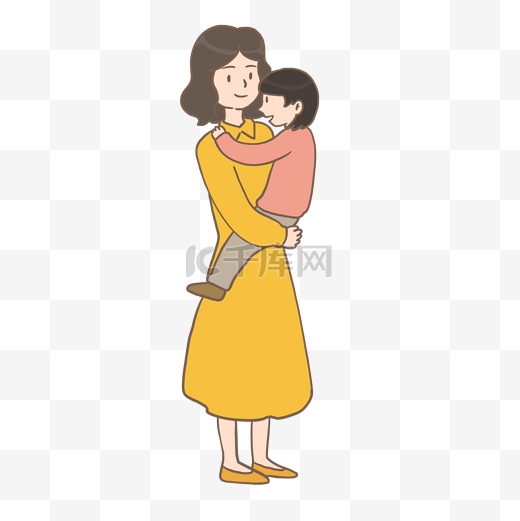母亲节母亲怀抱女儿插画免抠元素下载图片