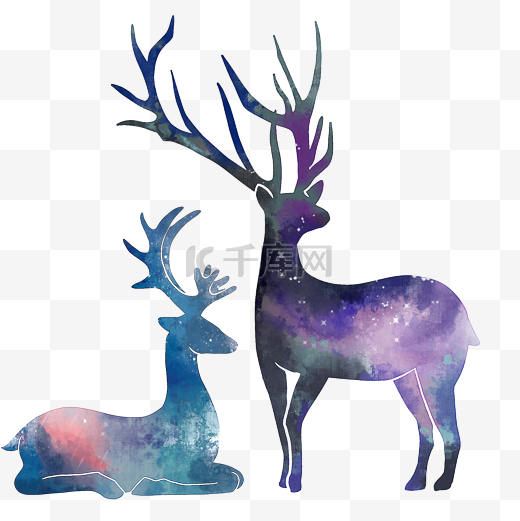 圣诞麋鹿水彩图片