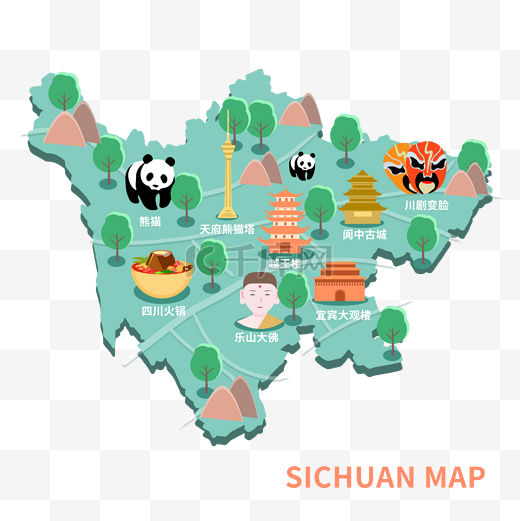 四川旅游景点地图图片
