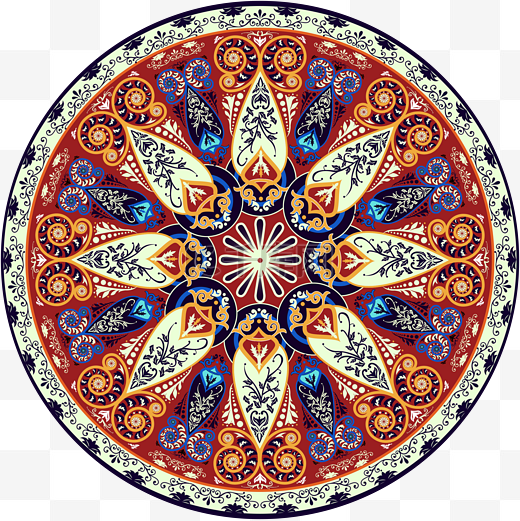 古典花纹地毯圆圆形图片