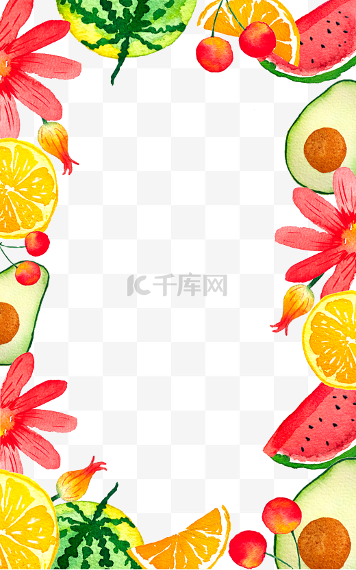 夏日装饰边框新鲜水果图片