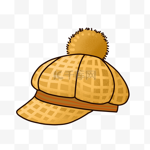 黄色毛球帽子PNG免抠素材图片