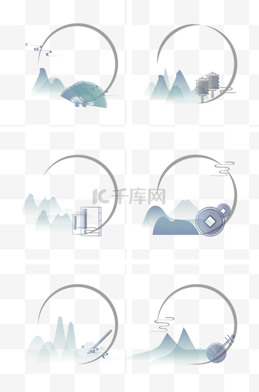 中国风水墨山峰边框图片