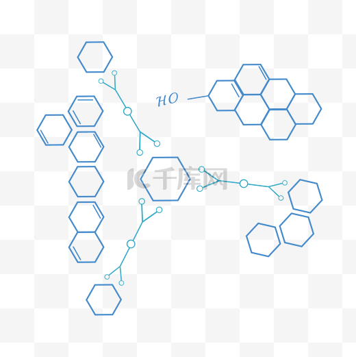 六边形化学分子插画图片