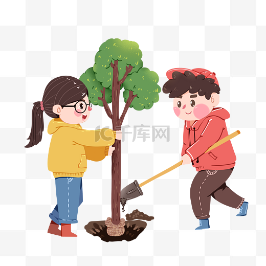 孩童种树植树植树节图片