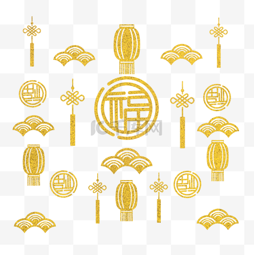 金色福字中国风底纹图片