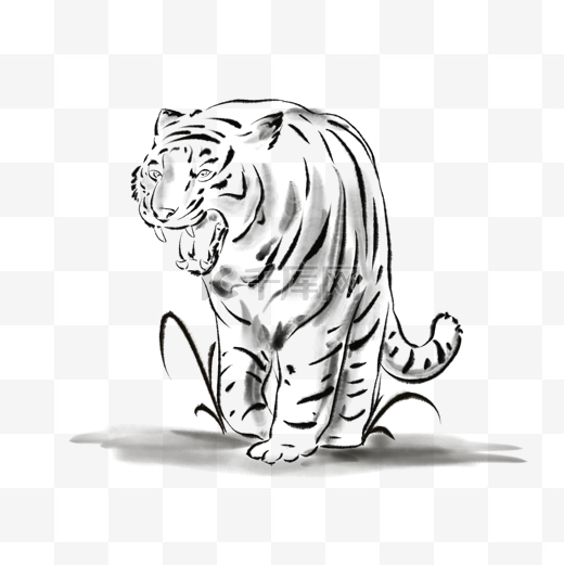中国风水墨写意老虎动物虎年图片
