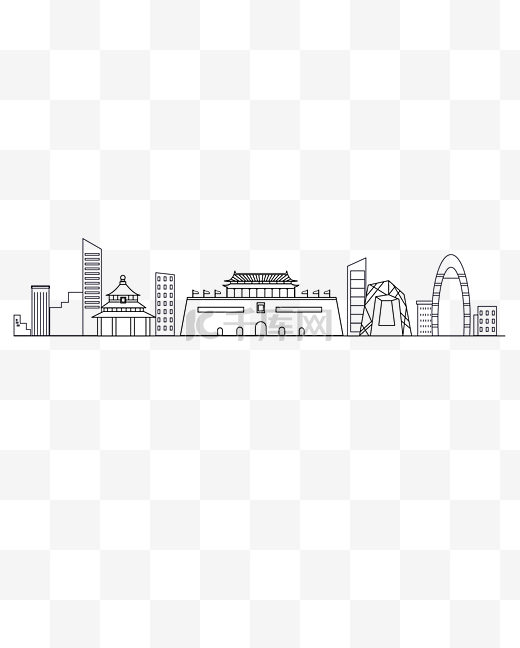 北京标志城市线条图片