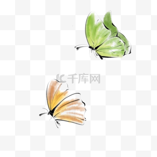 中国风水墨画蝴蝶素材图片