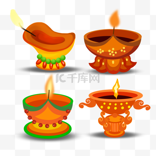 橙色diwali印度节日油灯图片