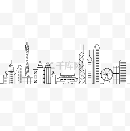 各地城市建筑线描图片