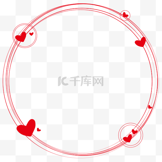 简约红色爱心圆环矢量边框图片