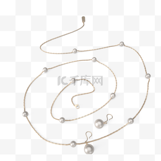珍珠项链耳环立体元素图片