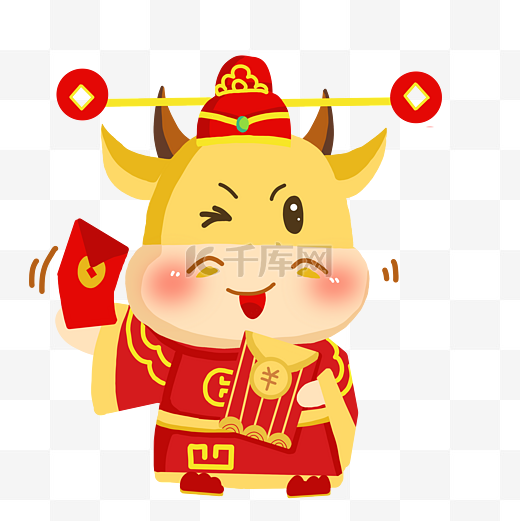 发钱的金牛财神图片