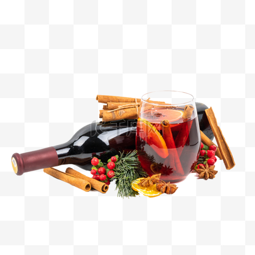 圣诞节红酒和酒杯图片
