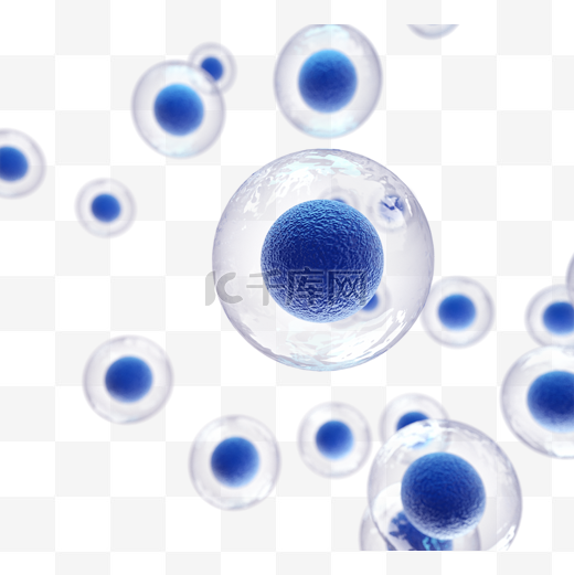 蓝色细胞3d立体元素图片
