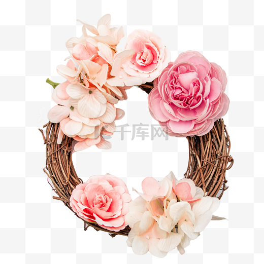 粉色花朵花环图片