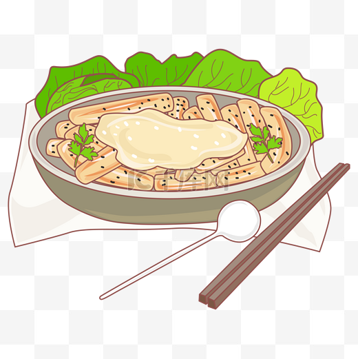 韩国料理炒年糕矢量图图片