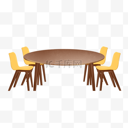 圆形仿真实木餐桌图片