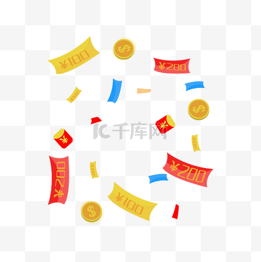 彩色漂浮优惠券图片