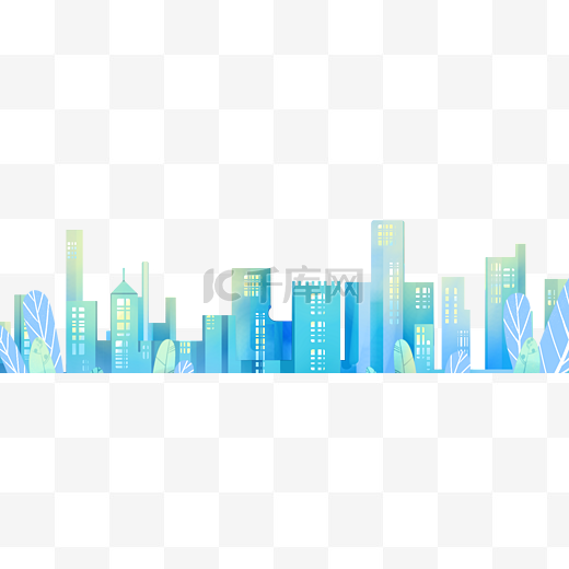 城市建筑蓝色小清新图片