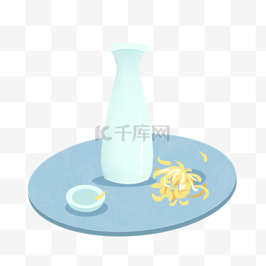 清明节古风绘酒坛折菊图片