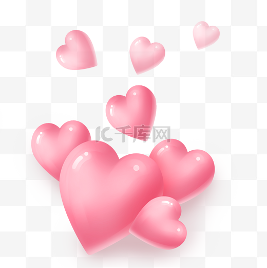 520情人节唯美粉色爱心组合图片